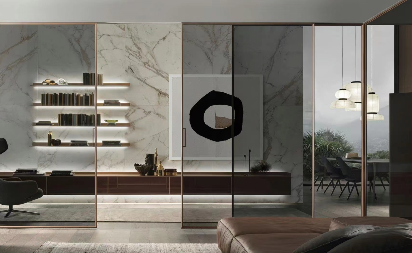 俪曼  | 极简隔断格栅移门