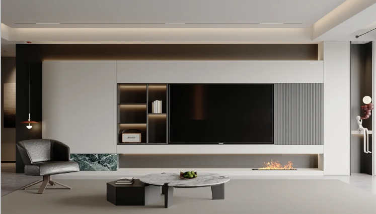 俪曼高定 | 意式悬浮电视背景设计(图6)